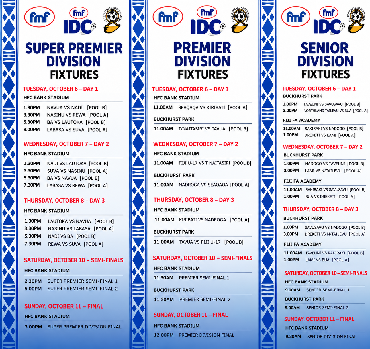 FMF IDC 2026 fixtures confirmed